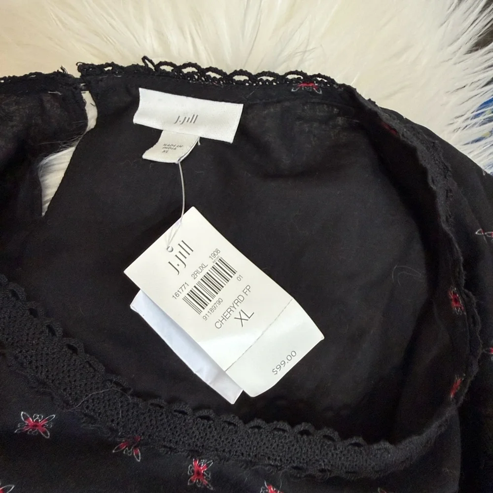 NWT J. Jill Black Floral Pintucked Lace Dress - Picture 6 of 7